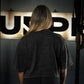 Crop Top Oversize Premium Circular Logo - Acid Black