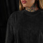 Crop Top Oversize Premium Circular Logo - Acid Black