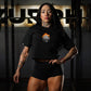 Crop Top Oversize BORN IN FIRE - Negro