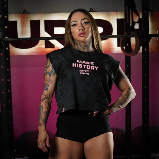 Crop Top Oversize Sleeveless Make History - Black Storm