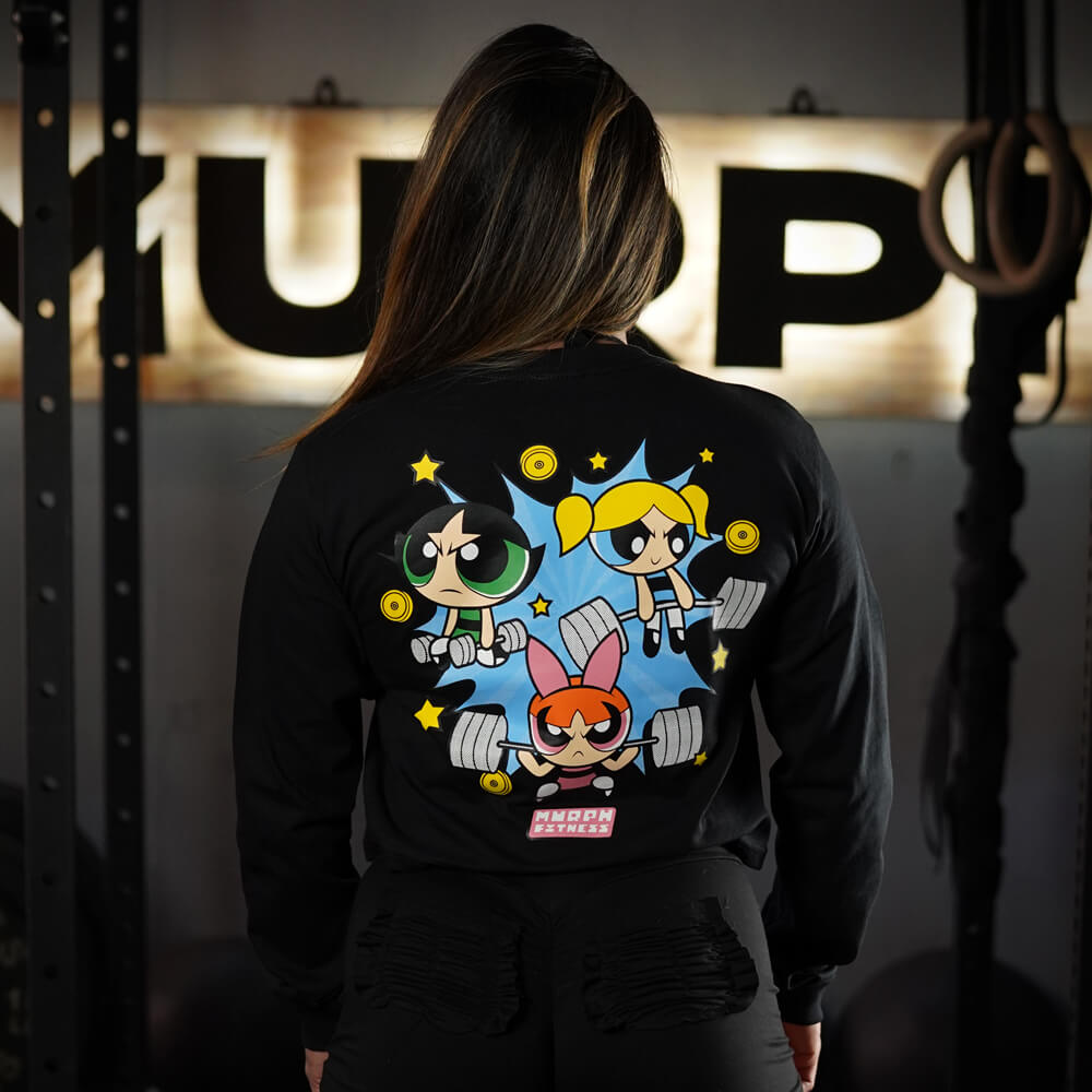 Crop Top Manga Larga Powerful Girls - Negro