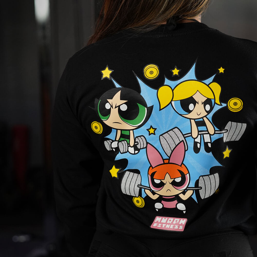 Crop Top Manga Larga Powerful Girls - Negro