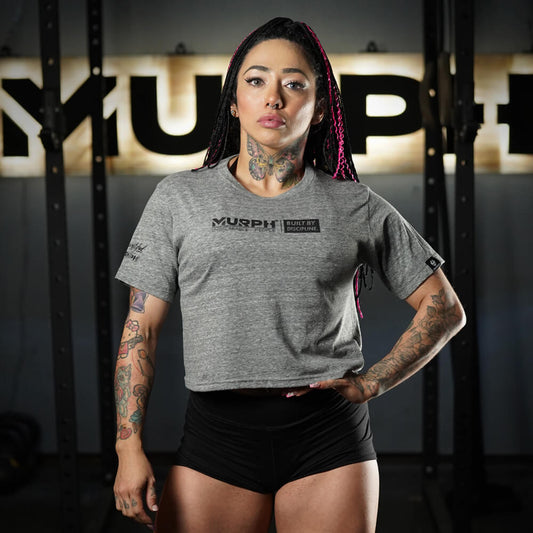 Crop Top Built By Discipline - Charcoal Heather
