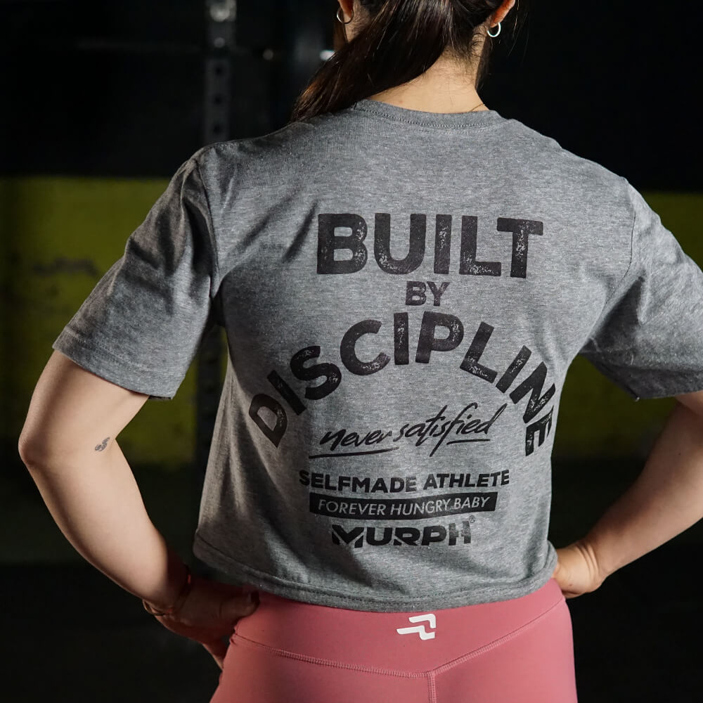 Crop Top Built By Discipline - Charcoal Heather