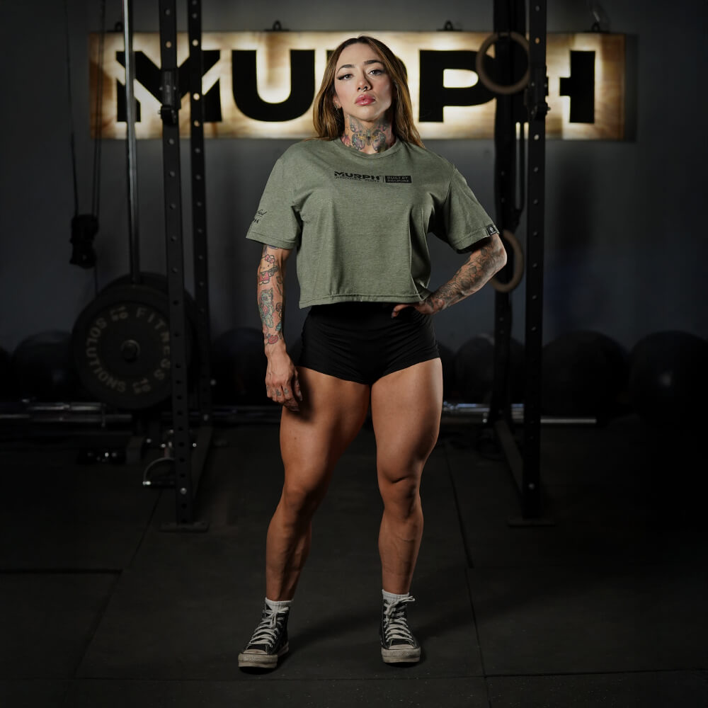 Crop Top Built By Discipline - Tactical Heather