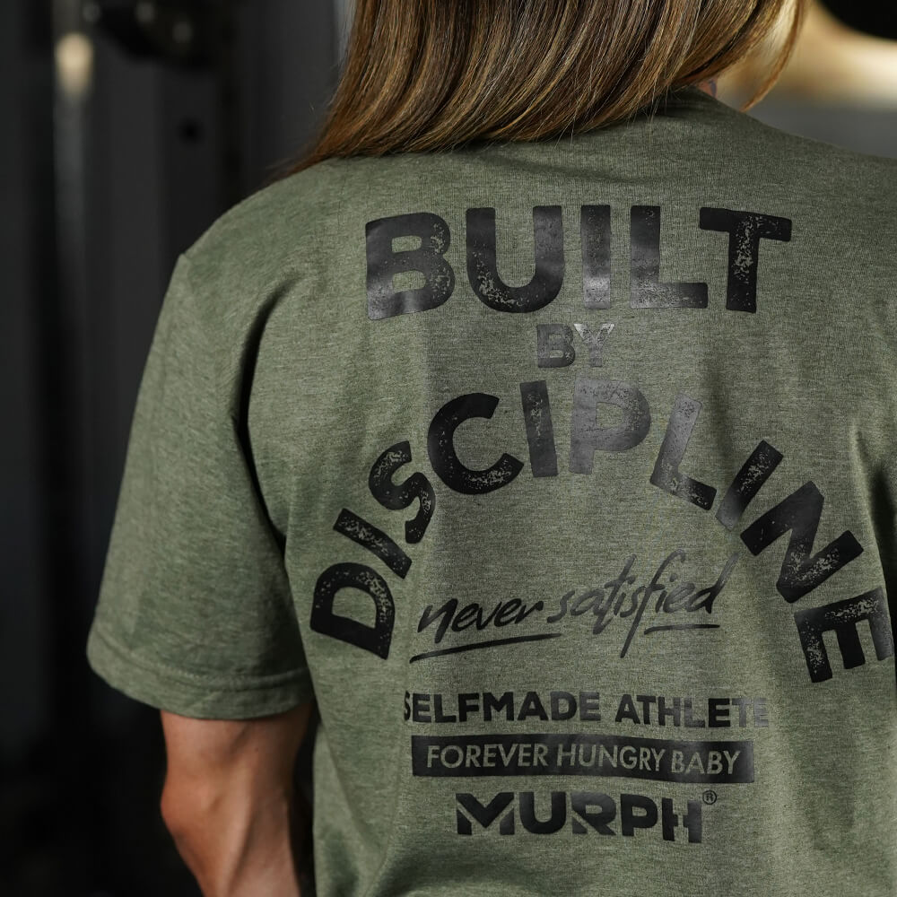 Crop Top Built By Discipline - Tactical Heather