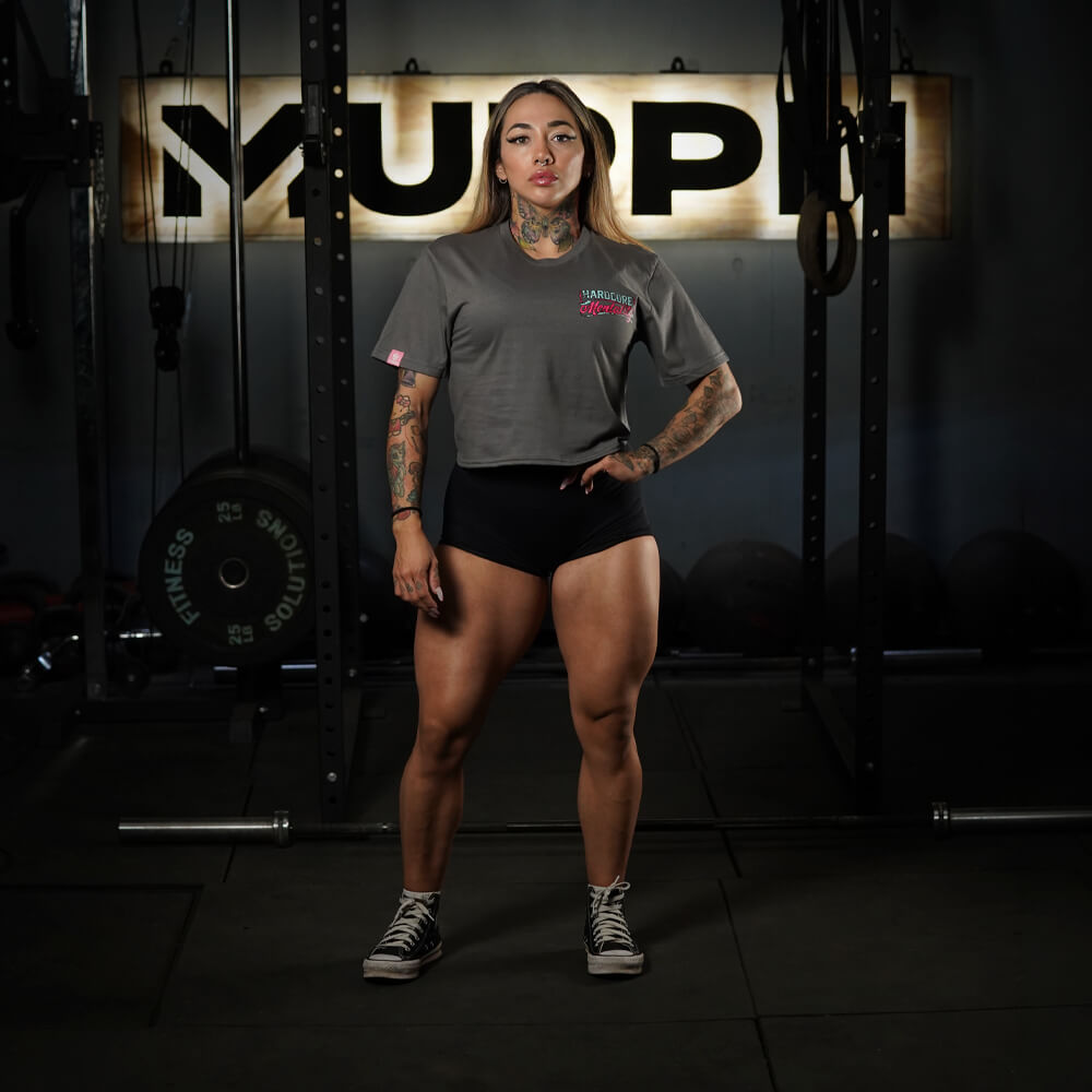 Crop Top Hardcore Mentality - Gris Charcoal