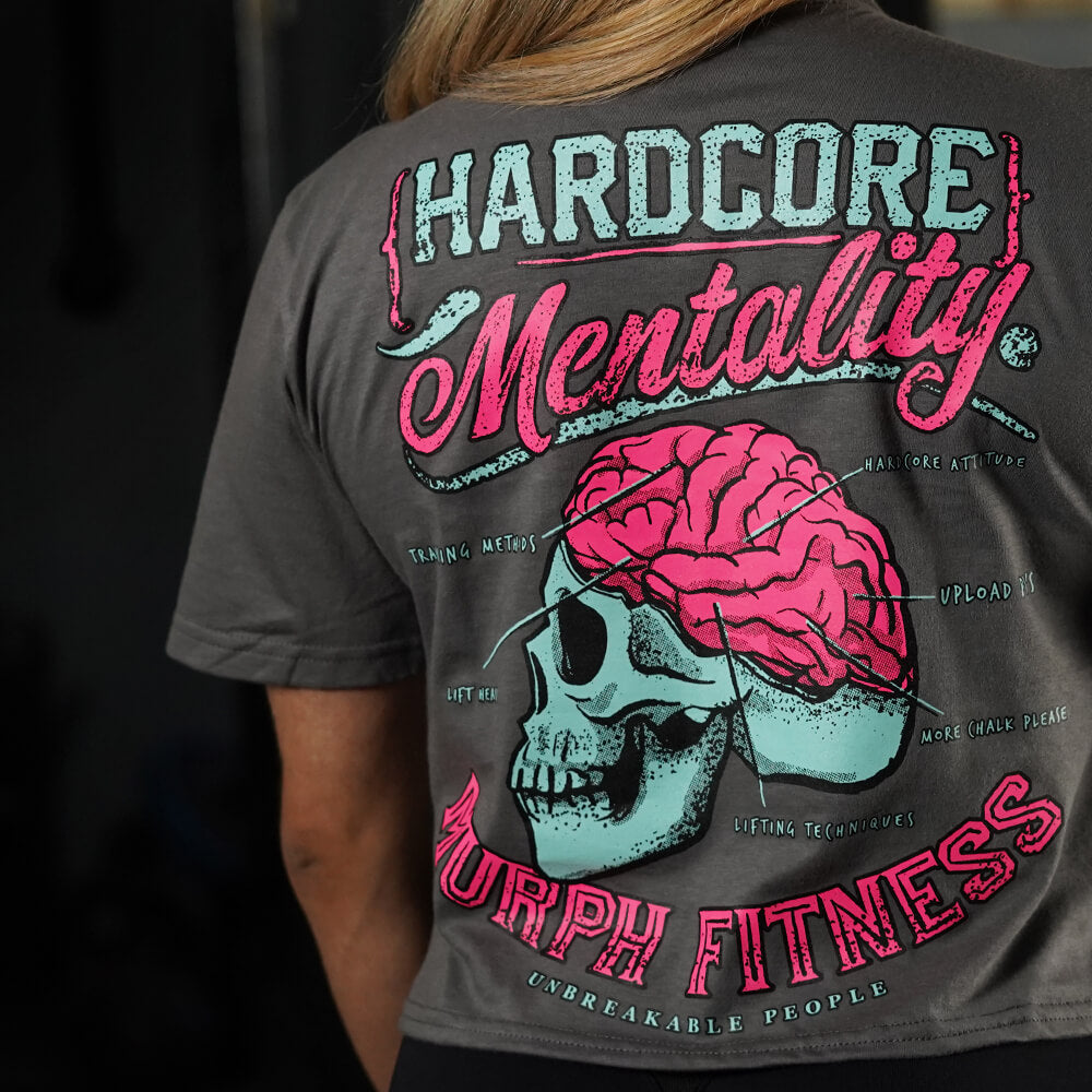 Crop Top Hardcore Mentality - Gris Charcoal