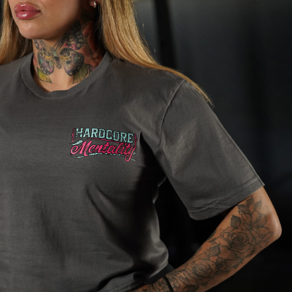 Crop Top Hardcore Mentality - Gris Charcoal