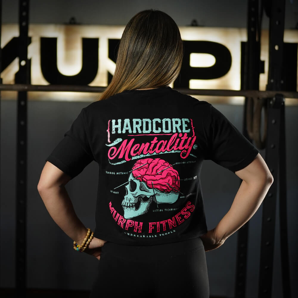 Crop Top Hardcore Mentality - Negro