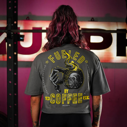 Crop Top Fueled By Coffee - Gris Charcoal