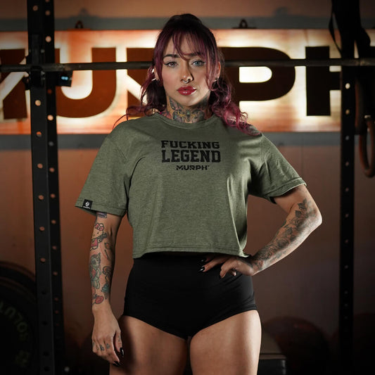 Crop Top Fucking Legend - Heather Tactical Green