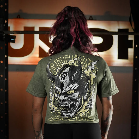 Crop Top Fucking Legend - Heather Tactical Green
