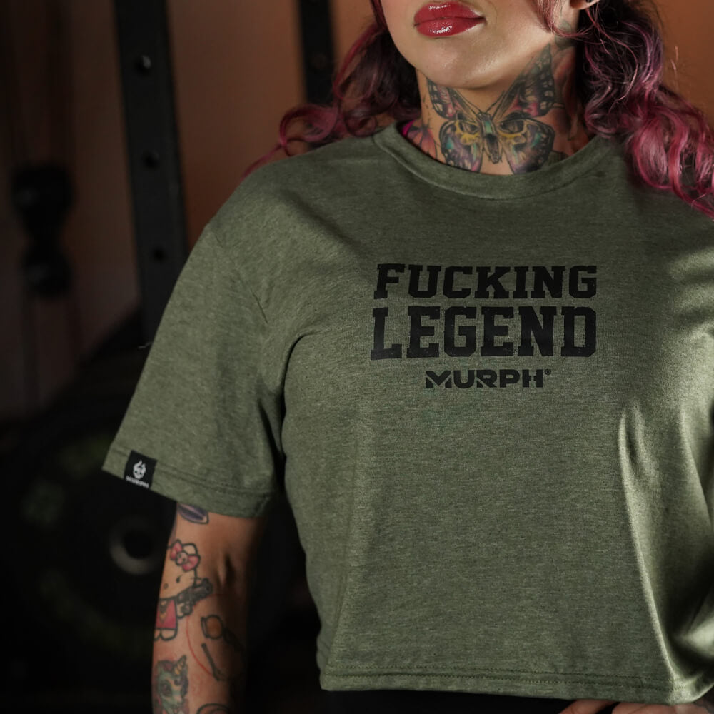 Crop Top Fucking Legend - Heather Tactical Green