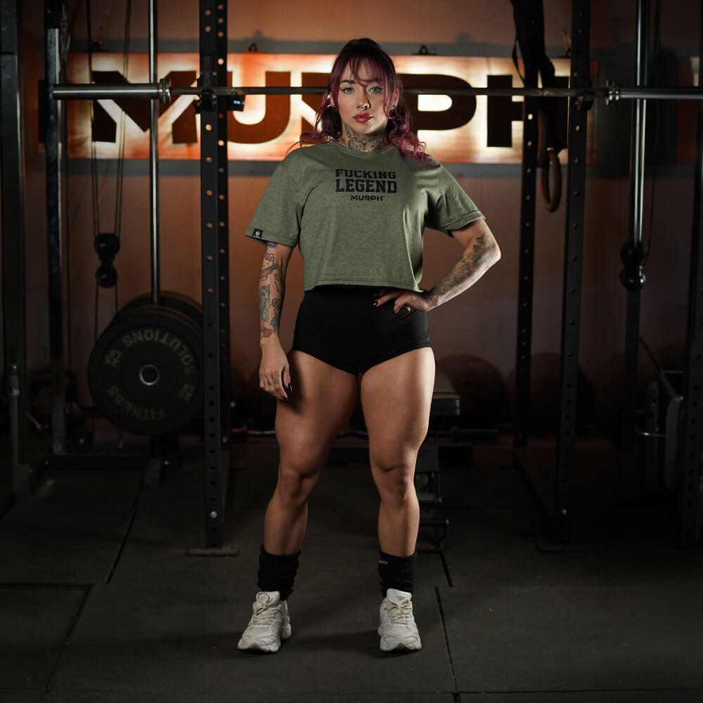 Crop Top Fucking Legend - Heather Tactical Green