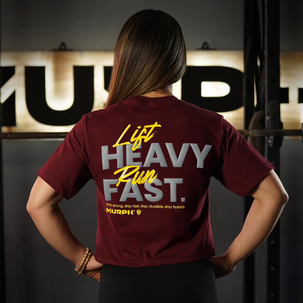 Crop Top LIFT HEAVY & RUN FAST - Burdeo