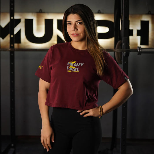 Crop Top LIFT HEAVY & RUN FAST - Burdeo