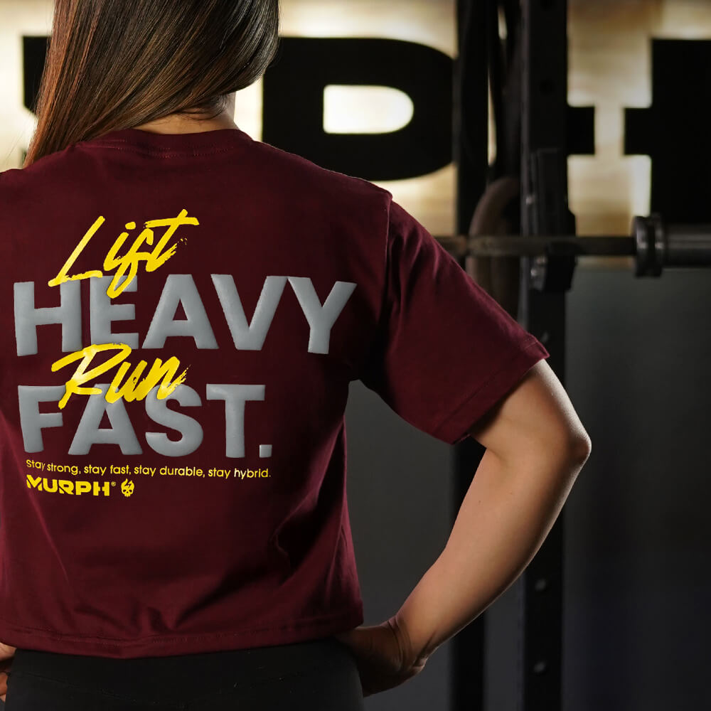Crop Top LIFT HEAVY & RUN FAST - Burdeo