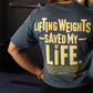 Crop Top Lifting Weights Saved my Life - Heather Navy