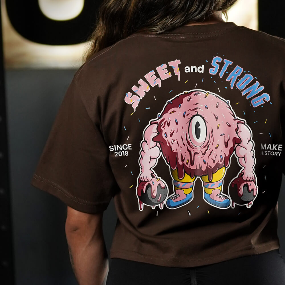 Crop Top Oversize Sweet and Strong - Chocolate