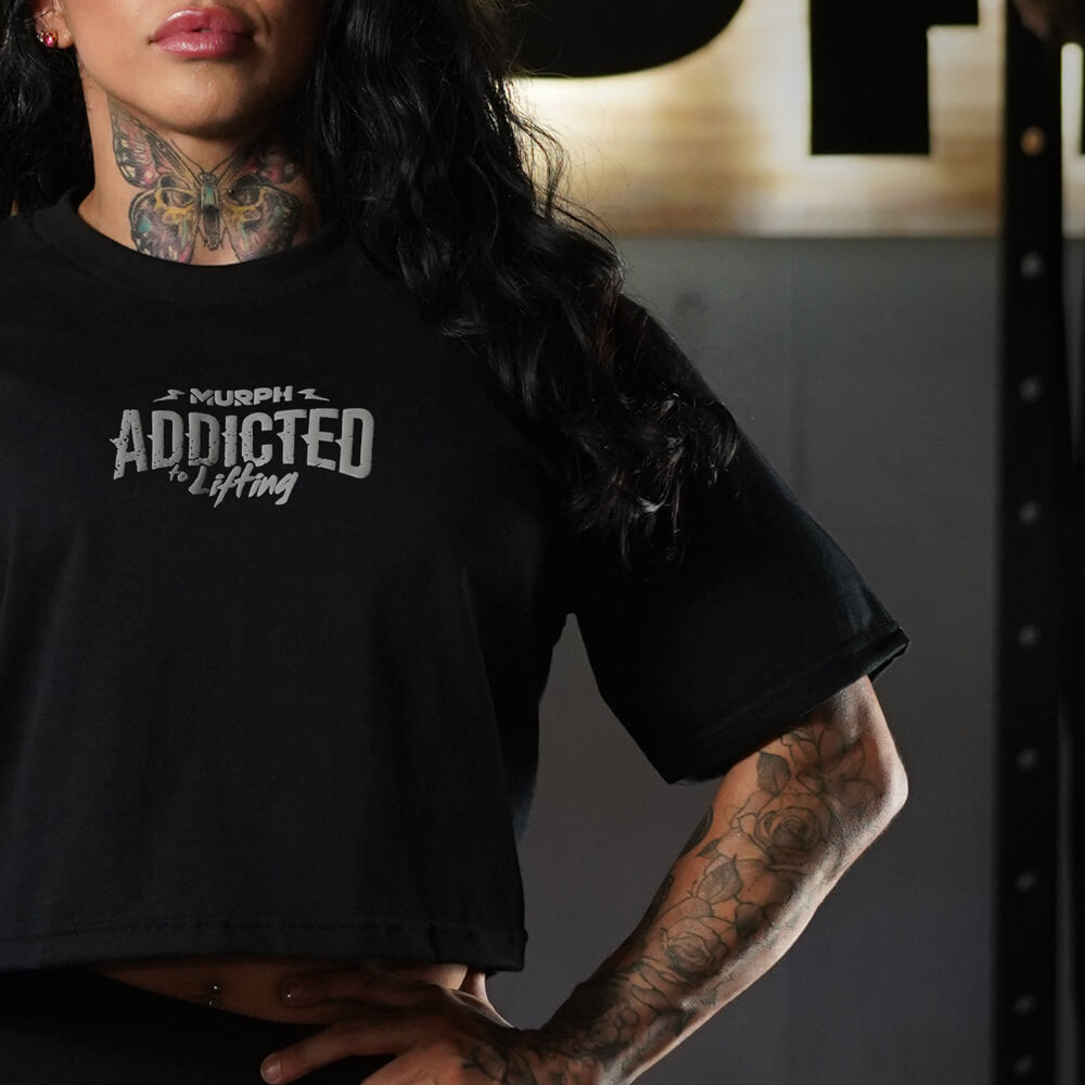 Crop Top Oversize Addicted - Negro