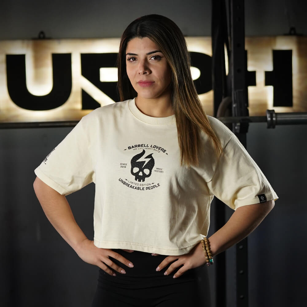 Crop Top Oversize Barbell Texture - Sweet Cream