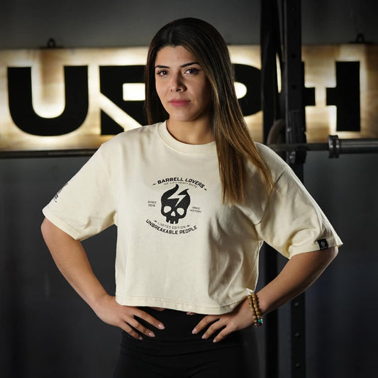 Crop Top Oversize Barbell Texture - Sweet Cream