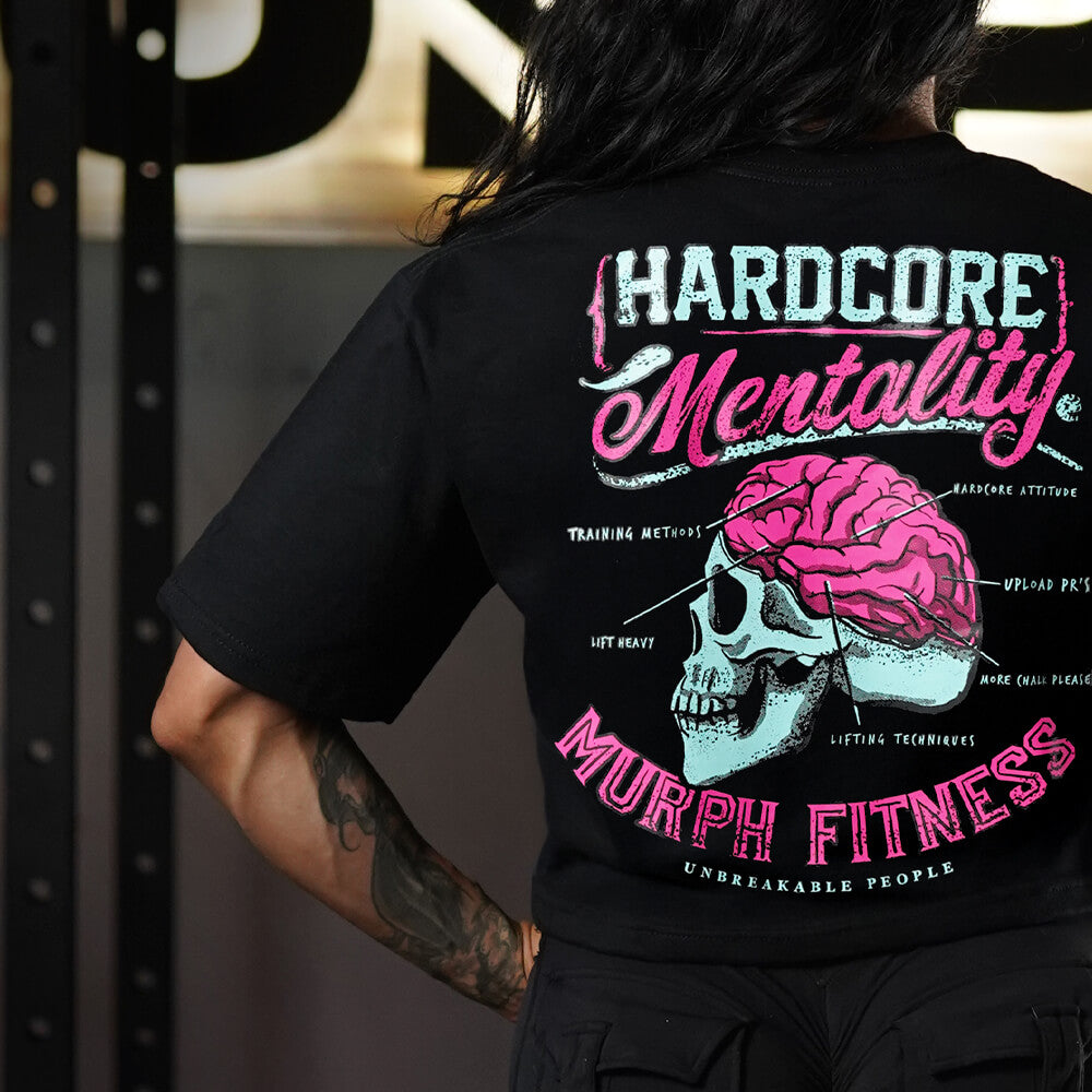 Crop Top Oversize Hardcore Mentality - Negro