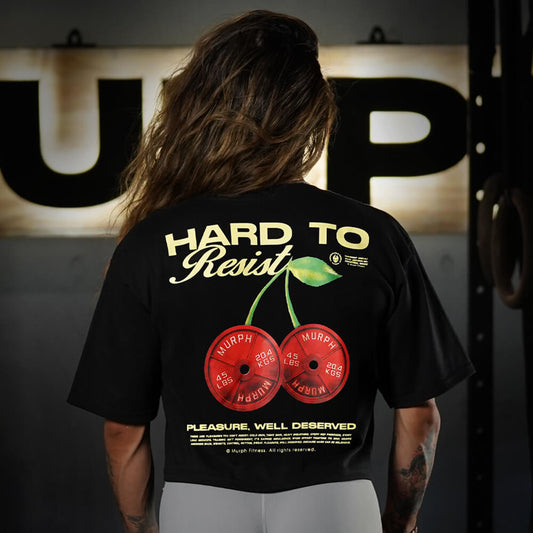 Crop Top Oversize HARD TO RESIST - Negro