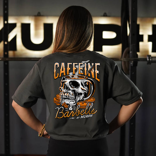 Crop Top Oversize Caffeine & Barbells - Gris Charcoal