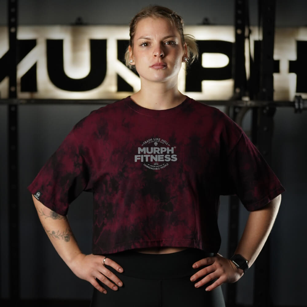 Crop Top Oversize Murph Like Hell - Maroon Storm