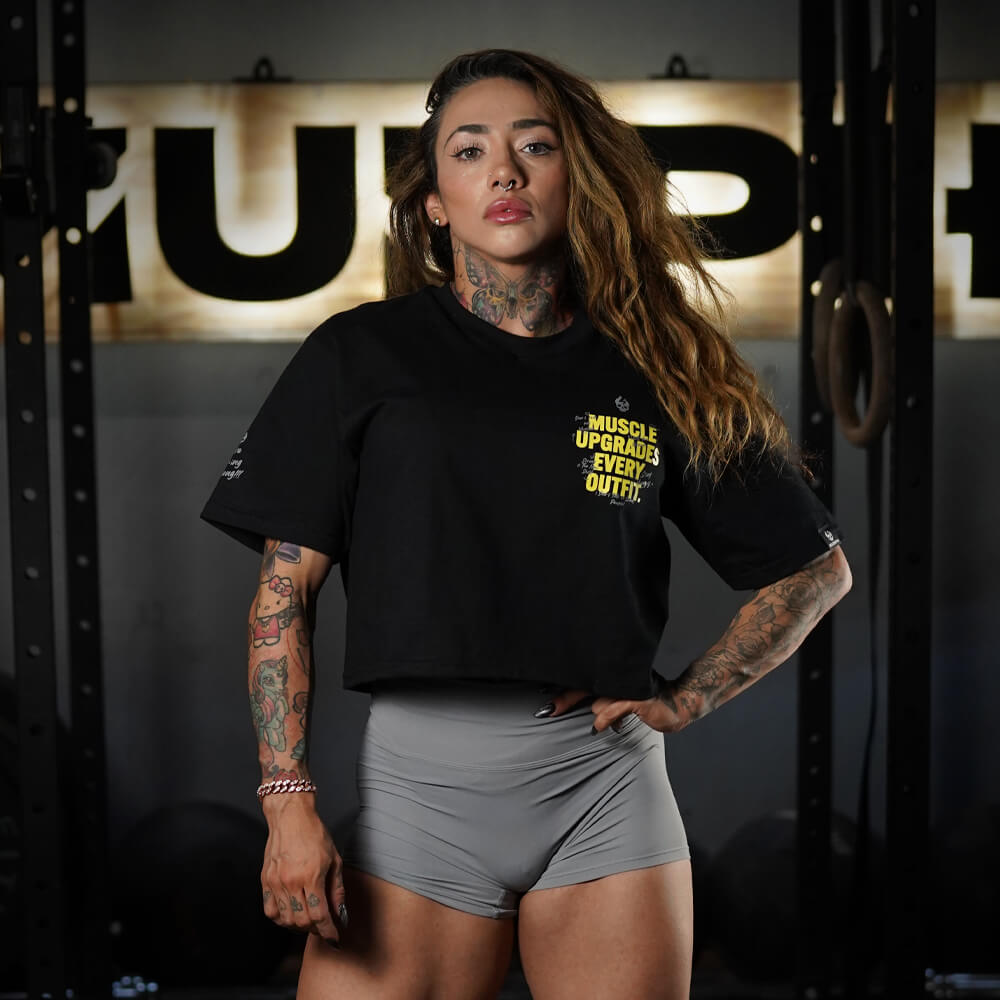 Crop Oversize PRO MUSCLE UPGRADE EVERY OUTFIT - Negro