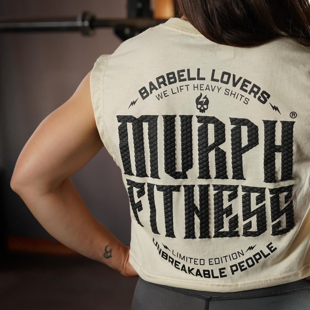 Crop Top Oversize Sleeveless Barbell Texture - Sweet Cream