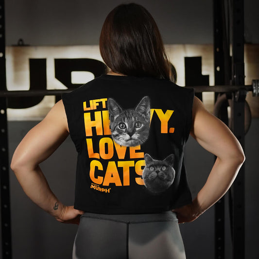 Crop Top Oversize Sleeveless Lift and Cats - Negro