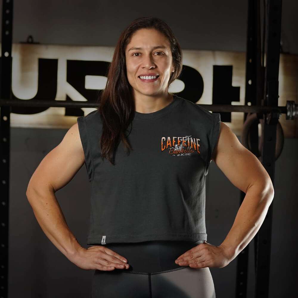 Crop Top Oversize Sleeveless Caffeine & Barbells - Gris Charcoal