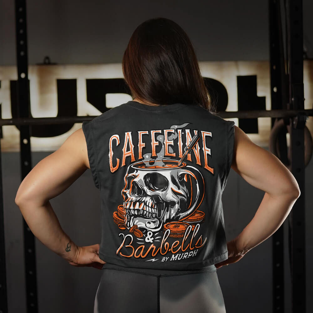 Crop Top Oversize Sleeveless Caffeine & Barbells - Gris Charcoal