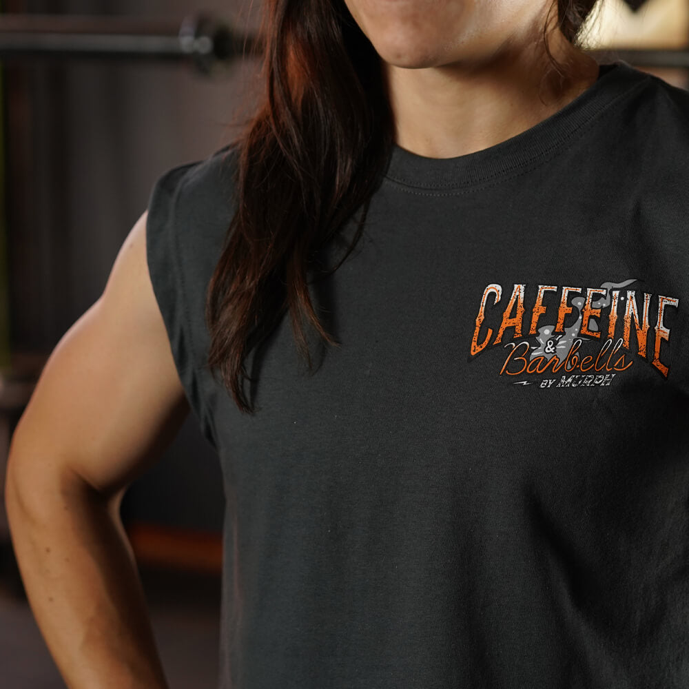 Crop Top Oversize Sleeveless Caffeine & Barbells - Gris Charcoal