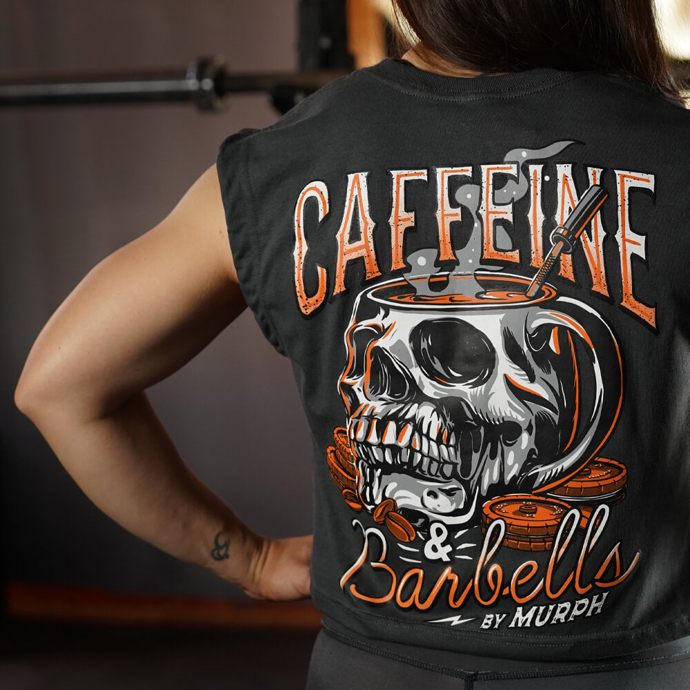 Crop Top Oversize Sleeveless Caffeine & Barbells - Gris Charcoal