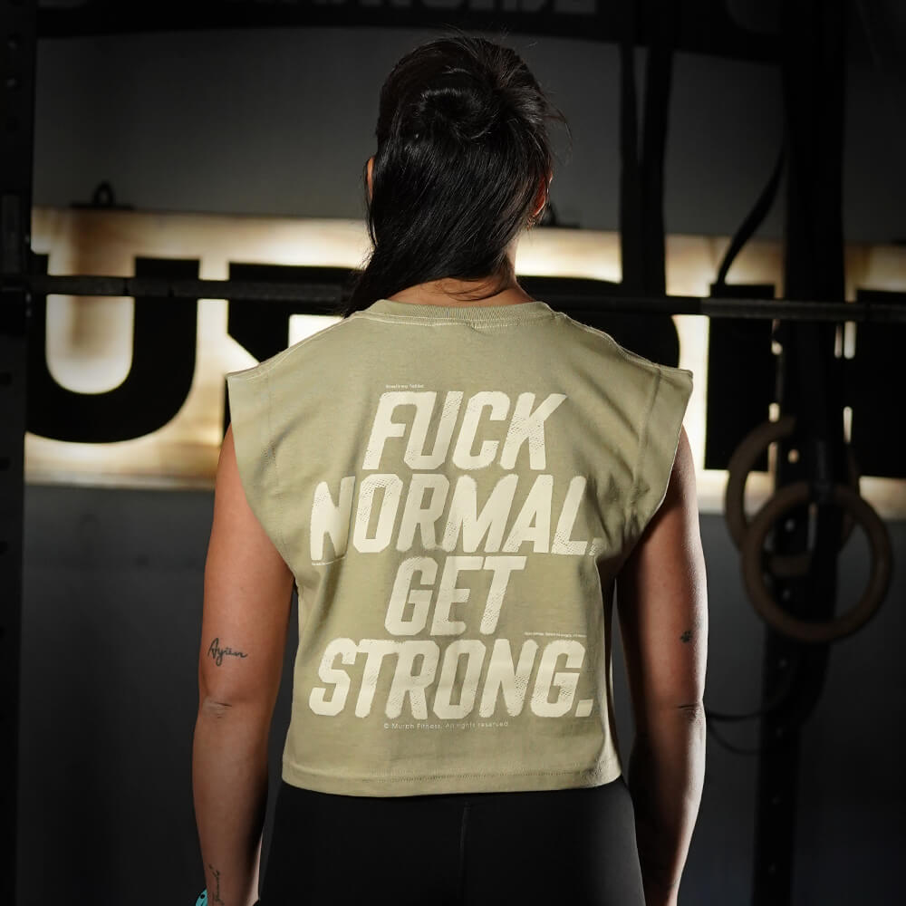 Crop Top Oversize Sleeveless FUCK NORMAL - Nut