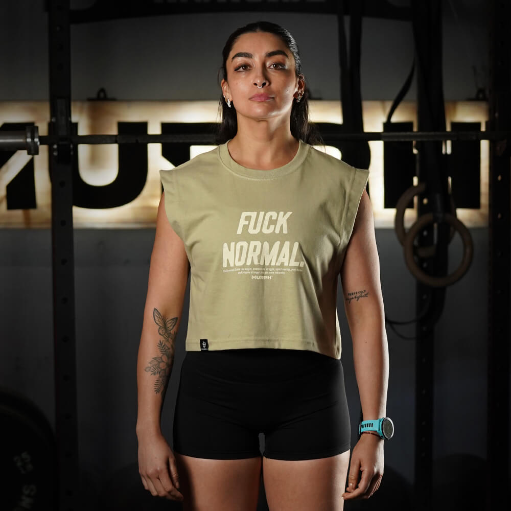Crop Top Oversize Sleeveless FUCK NORMAL - Nut