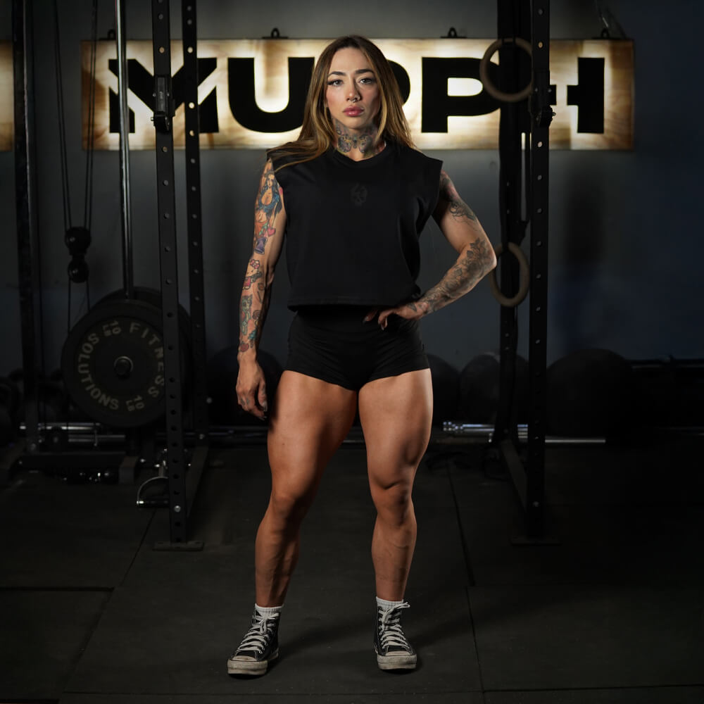 Crop Top Oversize Sleeveless Skull logo - Total Black