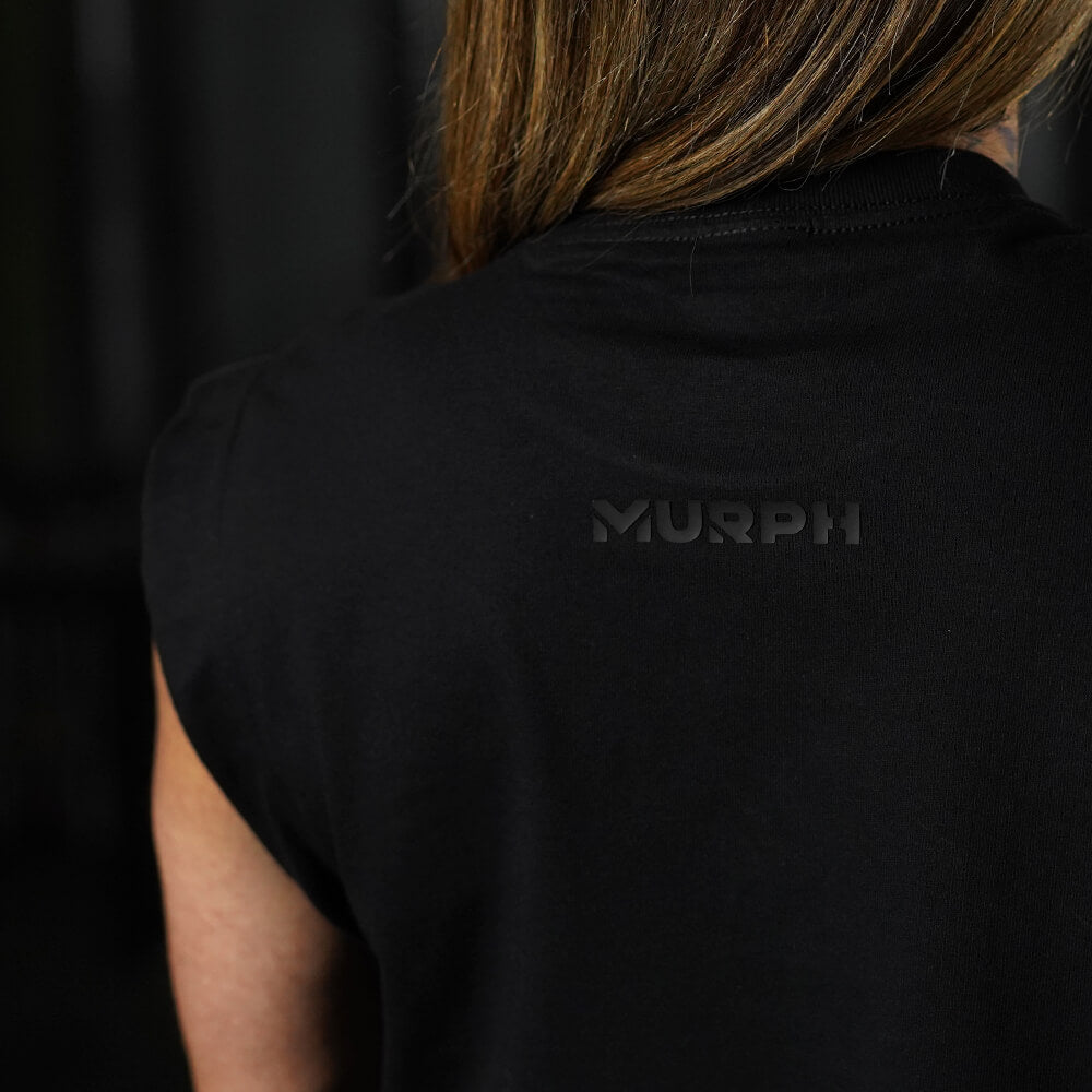 Crop Top Oversize Sleeveless Skull logo - Total Black