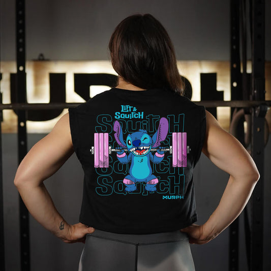 Crop Oversize Sleeveless Lift & Squitch - Negro