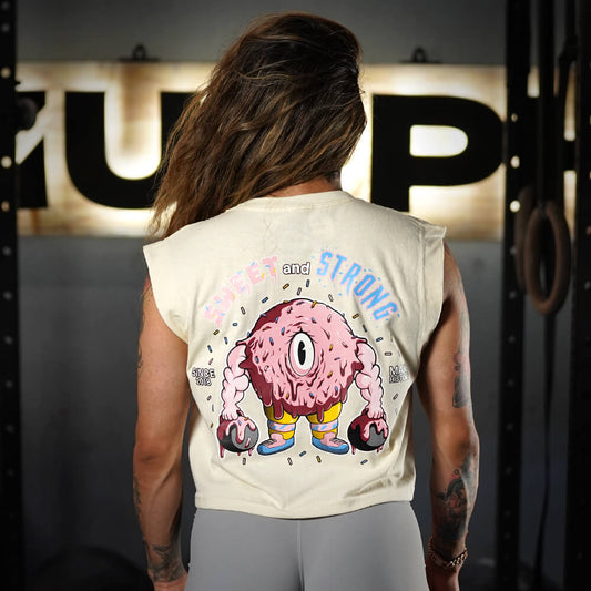 Crop Top Oversize Sleeveless Sweet and Strong - Sweet Cream