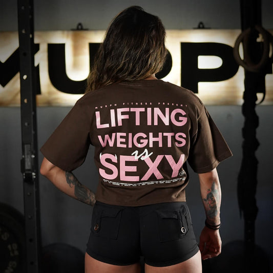 Crop Top Oversize Lifting Weights Is SEXY - Chocolate