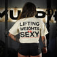 Crop Top Oversize Lifting Weights Is SEXY - Sweet Cream