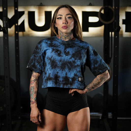 Crop Top Oversize Skull logo - Blue Storm