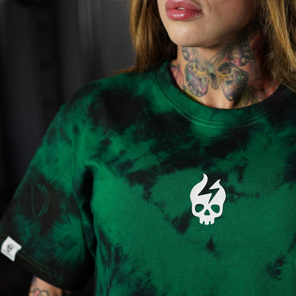 Crop Top Oversize Skull logo - Green Storm
