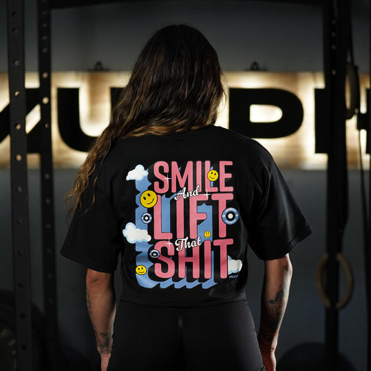 Crop Top Oversize Smile - Negro
