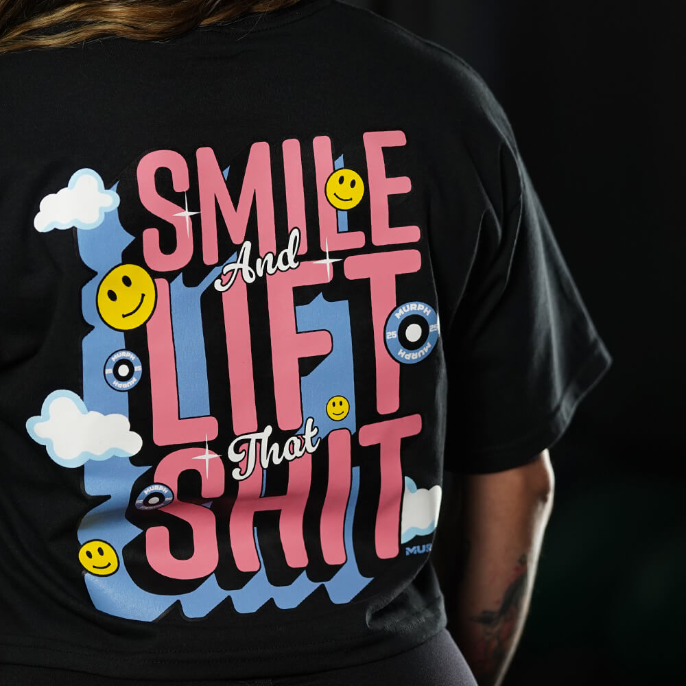 Crop Top Oversize Smile - Negro
